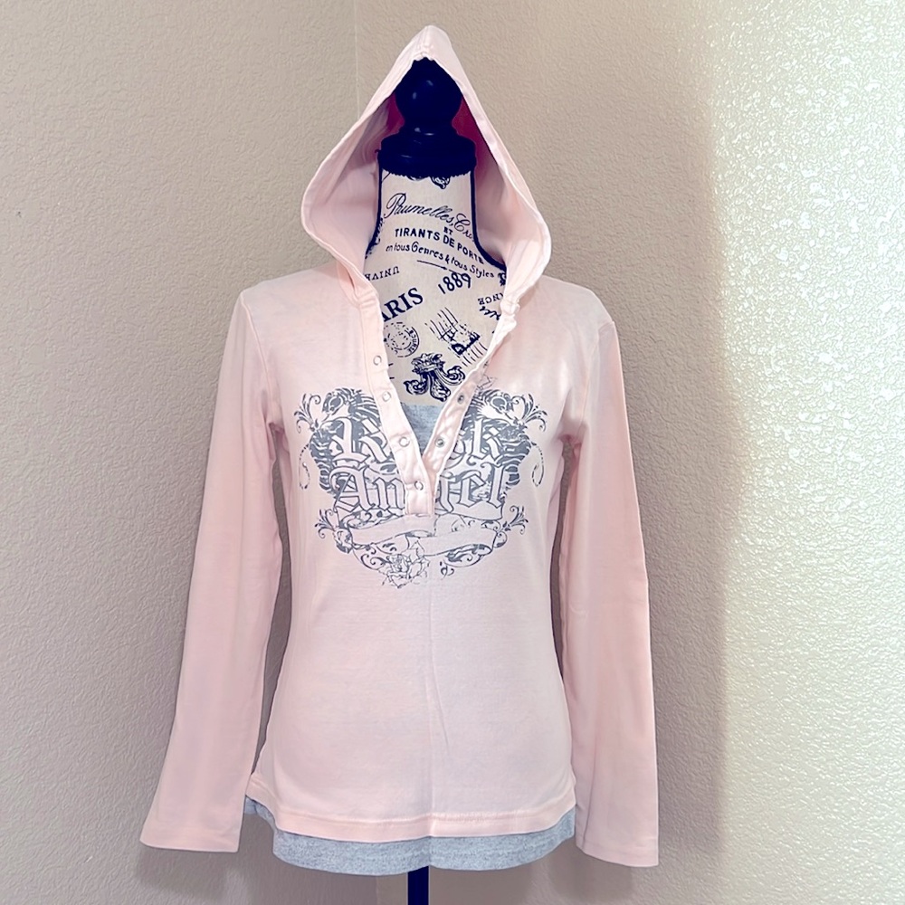 Graphic Print Hooded Long Sleeve Top